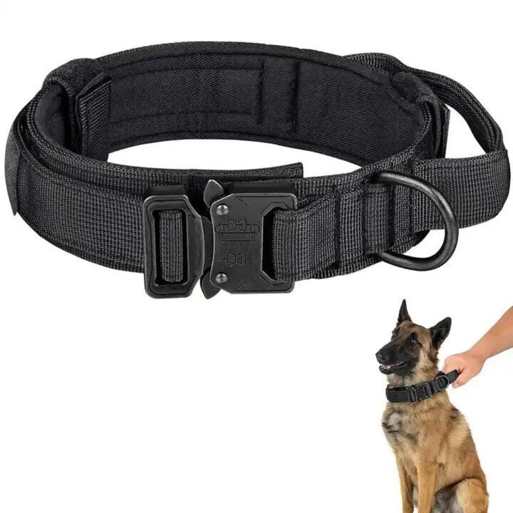 Tactical Dog Collar, Adjustable Training Nylon Dog Collar with Control Handle XL